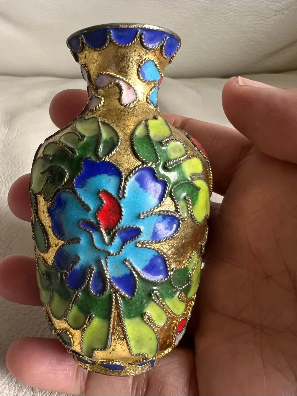 Vintage Cloisonné Small Floral Vase